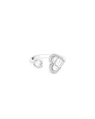 Touch925 two heart silver ring with cz stones in 925 purity for women 2