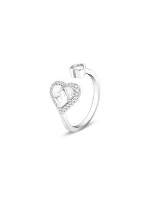 Touch925 two heart silver ring with cz stones in 925 purity for women 3