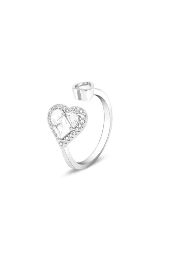 Touch925 two heart silver ring with cz stones in 925 purity for women