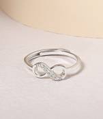 Touch925 loop infinite silver ring with central cz stone in 925 purity for women