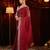 Red embroidered designer saree