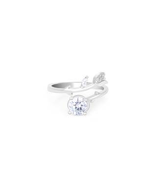 Touch925 whispering leaf silver ring with cz stone in 925 purity for women 2