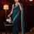 Turquoise blue beads and stones embellished saree