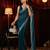 Turquoise blue beads and stones embellished saree