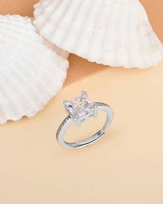 Touch925 radiant trio silver ring with cz stones in 925 purity for women 1