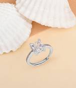 Touch925 radiant trio silver ring with cz stones in 925 purity for women