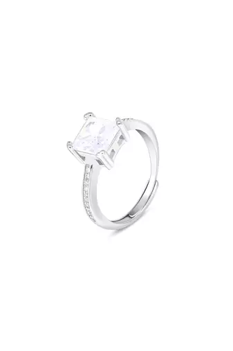 Touch925 radiant trio silver ring with cz stones in 925 purity for women