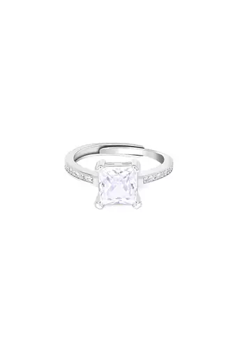 Touch925 radiant trio silver ring with cz stones in 925 purity for women