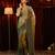 Olive green ombre beads and stones saree