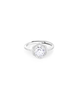 Touch925 hexa stone silver ring with cz halo in 925 purity for women 2