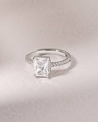 Touch925 rectangular stone silver ring with cz accents in 925 purity for women 1