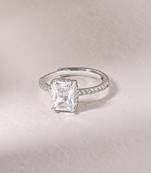 Touch925 rectangular stone silver ring with cz accents in 925 purity for women