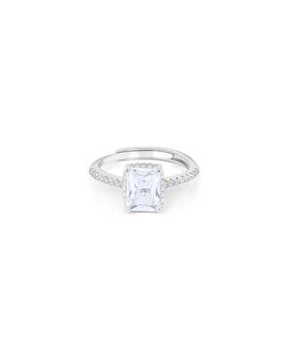 Touch925 rectangular stone silver ring with cz accents in 925 purity for women 2