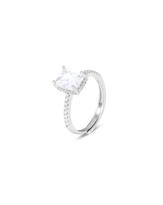 Touch925 rectangular stone silver ring with cz accents in 925 purity for women 3
