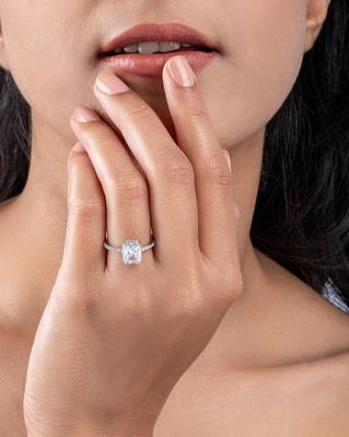 Touch925 rectangular stone silver ring with cz accents in 925 purity for women 4