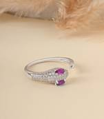 Touch925 glam serpent silver ring with cz stones in 925 purity for women