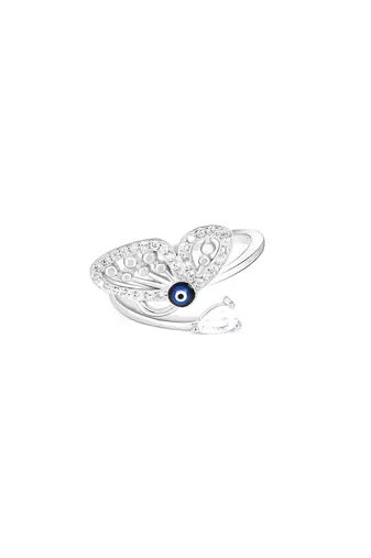Touch925 evil eye butterfly silver ring in 925 purity for women