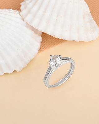 Touch925 silver spark stone ring with solitaire cz in 925 purity for women 1