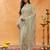 Melange Grey embroidered georgette saree