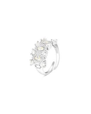 Touch925 regal yellow stone silver ring with cz accents in 925 purity for women 2