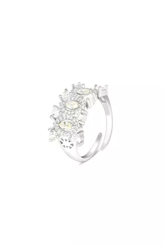 Touch925 regal yellow stone silver ring with cz accents in 925 purity for women