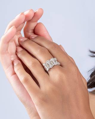 Touch925 regal yellow stone silver ring with cz accents in 925 purity for women 3