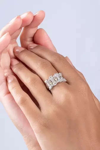 Touch925 regal yellow stone silver ring with cz accents in 925 purity for women