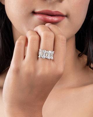 Touch925 regal yellow stone silver ring with cz accents in 925 purity for women 4