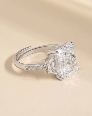 Touch925 majestic trio silver ring with cz stones in 925 purity for women 1