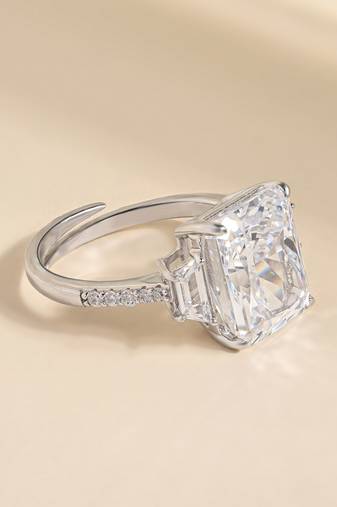 Touch925 majestic trio silver ring with cz stones in 925 purity for women