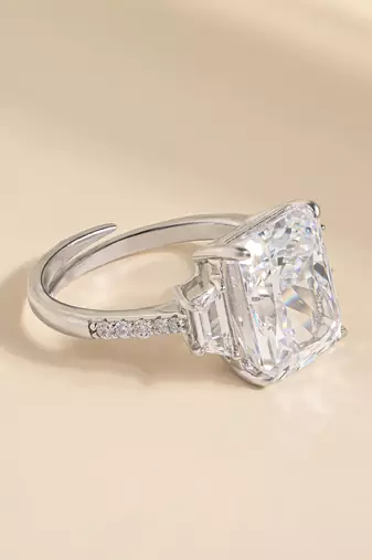 Touch925 majestic trio silver ring with cz stones in 925 purity for women