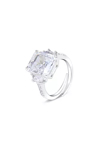 Touch925 majestic trio silver ring with cz stones in 925 purity for women
