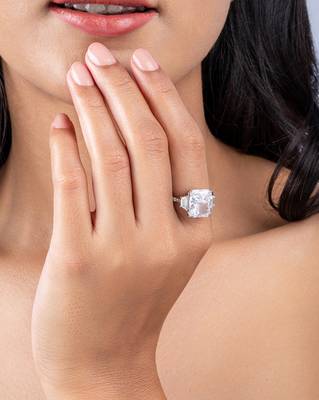 Touch925 majestic trio silver ring with cz stones in 925 purity for women 4