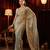 Taupe silk blend heavy work saree with unstitched blouse