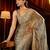 Taupe silk blend heavy work saree with unstitched blouse