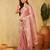 Pink solid embroidered organza saree