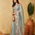 Teal floral embroidered saree