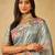 Teal floral embroidered saree