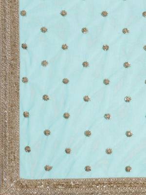 Turquoise Blue Semi-Stitched Wedding Wear Lehenga & Unstitched Blouse with Dupatta 5
