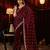 Burgundy embroidered saree