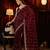 Burgundy embroidered saree
