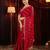 Red sequin embellished  saree