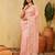 Pink chiffon floral embroidered saree