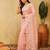 Pink chiffon floral embroidered saree