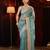 Teal embroidered chiffon saree