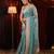 Teal embroidered chiffon saree