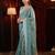 Teal embroidered chiffon saree