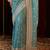 Teal embroidered chiffon saree