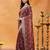 Burgundy embroidered chiffon saree