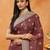 Burgundy embroidered chiffon saree